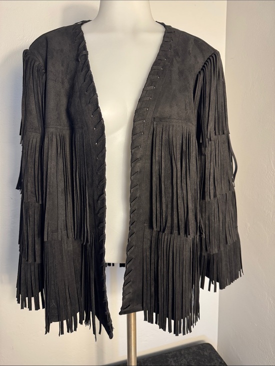 Ali Miles Jackets & Blazers - All Miles Black Fringe Jacket  NWT  Size Large